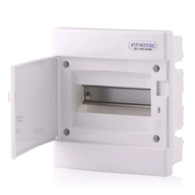 Image de Boîte à fusibles encastrée Boîtier de distribution IP40 1 rangée jusqu&#039;à 8 modules Porte blanche pour installation dans une pièce sèche la maison