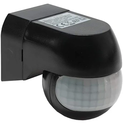 Image de ChiliTec Détecteur de Mouvement Infrarouge pour l&#039;extérieur et l&#039;intérieur Montage en saillie 180 Portée : 12 m IP44 Rotatif inclinable Noir