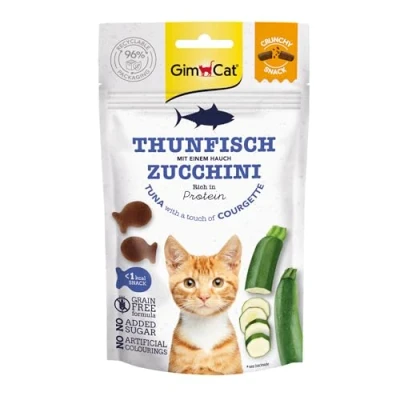 Image de GimCat Crunchy Snacks Thon &amp; Courgettes Friandise pour Chat croustillante et Riche en protéines 1 Sachet (1 x 50 g)