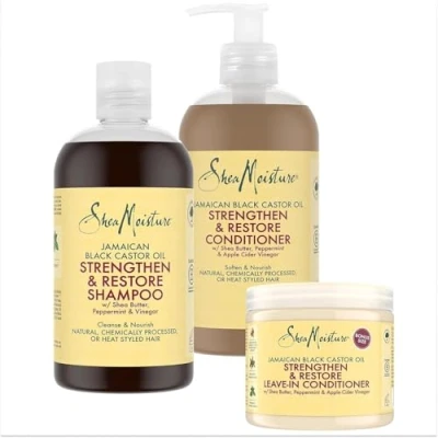 Image de Shea Moisture Jamaican Black Castor Oil Kit avec après shampoing sans rinçage 1 x 431 ml, 384 Rinse Out ml