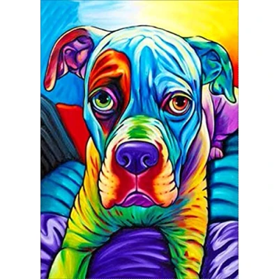 Image de OWN4B Kit de broderie au point croix Motif chiot coloré 11CT 36,1 x 46 cm (chien)