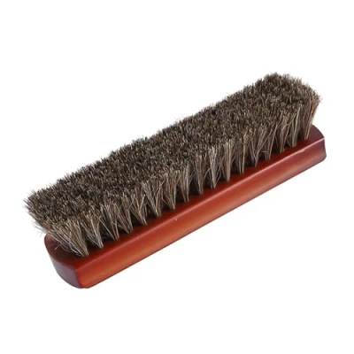 Image de DHSBGWSX 1 Brosse de nettoyage marron en poils cheval cuir à chaussures bois pour chaussures, canapé, siège voiture