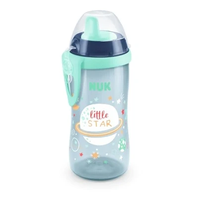 Image de NUK Kiddy Cup Night Tasse pour enfant à partir de 12 mois avec bec renforcé anti fuite et phosphorescent Clip capuchon protection Sans BPA Bleu 300 ml