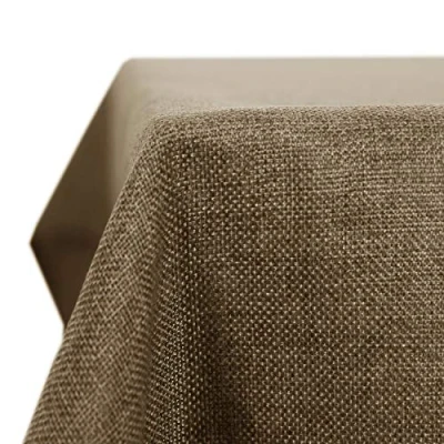 Image de Deconovo Nappe de Tables Rectangulaire Imperméable Effet Lin Anti tâche pour Picnic 130x220 cm Taupe