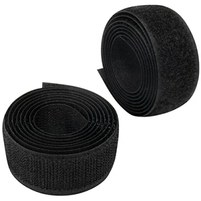 Image de AERZETIX C65927 Bande/rouleau de scratch 25 mm 1 mètre auto agrippant organisateur/serre câbles ruban sac vêtement attache sangle couleur: noir en polyamide et polyester
