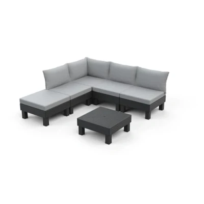 Image de KETER Salon de jardin modulable 5 places et table basse Elements Anthracite