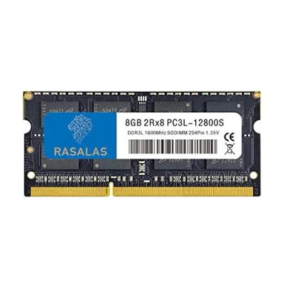 Image de Rasalas Lot de 1 Barrettes mémoire RAM DDR3 1600 MHz PC3L 12800 8 Go sans ECC 1,35 V CL11 2Rx8 Double Rang SODIMM pour Ordinateur Portable