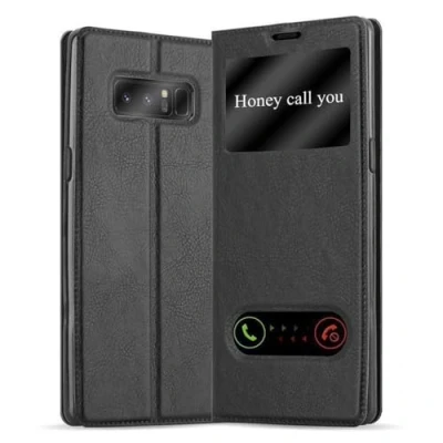 Image de cadorabo Coque pour Samsung Galaxy Note 8 en Noir COMÈTE Housse Protection avec Stand Horizontal et Deux Fenêtres Portefeuille Etui Poche Folio Case Cover