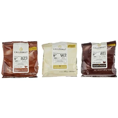 Image de Callebaut Bundle Chocolat de Couverture au Lait, Noir &amp; Blanc Belge Finest Belgian Chocolate (Callets) Lot 3 x 400g