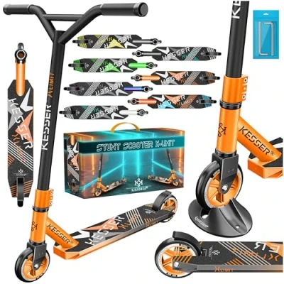 Image de KESSER® Trottinette de Loisir Freestyle X Limit Direction à 360, avec roulement Billes ABEC 9 100 mm, Roues en polyuréthane Solide, Orange