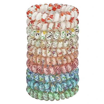 Image de JessLab Élastiques à Cheveux en Spirale, 10Pcs Assortis Sans Trace Spiral Hair Ties, Mignon Plastique Bobines de Queues Cheval Supports, No Damage Accessoires pour Filles Femmes