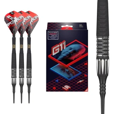 Image de Target Darts Phil Taylor Gen 11 Power 9 Five Fléchettes Soft Tip, 95% Tungstène Raw G11, 20G Génération 11, Jeu de Player Edition avec Pointes Pixel