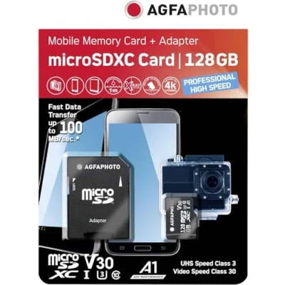 Image de Carte mémoire MicroSDXC AGFAPHOTO 128 Go UHS I V30 A1