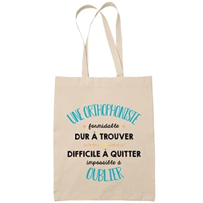 Image de Planetee Tote Bag Une Orthophoniste Formidable beige Sac coton cabas réutilisable cadeau amie collègue de travail, départ retraite