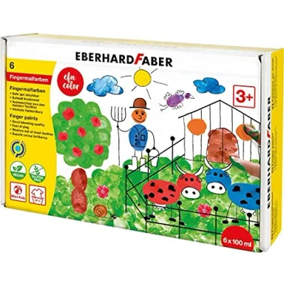 Image de Eberhard Faber 578806 Peinture au doigt EFA Color, 6 couleurs de 100 ml, enfants non toxique