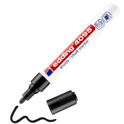 Image de edding 4095 Marqueur craie liquide noir 10 feutres pointe ronde 2 3 mm feutre effacable pour écrire sur les vitres,le verre ardoise aux couleurs opaques