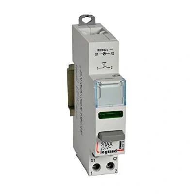 Image de Interrupteur poussoir double fonction + voyant LED vert contact 1NO 110V à 400V 1 module