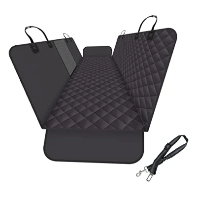 Image de GXT Housse de siège arrière pour Voiture, SUV et Camion avec fenêtres en Maille, matériau résistant aux Rayures à l&#039;eau, Version améliorée, Noir (avec Laisse Chien)