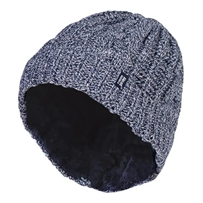 Image de HEAT HOLDERS Femme Chaud Hiver Automne Doublé Fourrure Polaire Tricot Bonnet avec Manchette (Bleu (TOR), One Size)