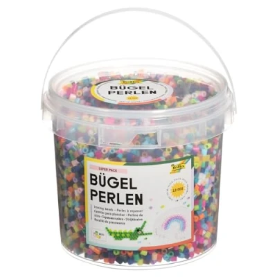 Image de folia Seau de 12 000 Perles à Repasser, 22 Couleurs, diamètre : Environ 5 mm, Excellent complément aux plaques Broches, 10128830, Différents Coloris, Petit