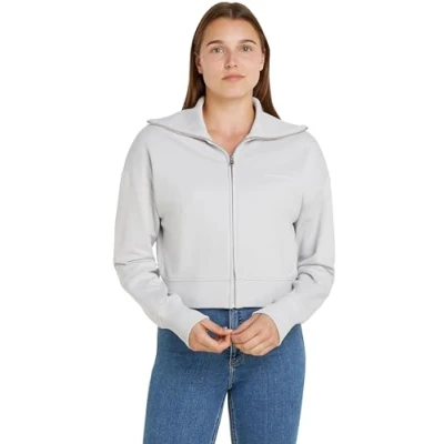 Image de Calvin Klein Jeans Sweat avec Fermeture Femme Éclair Zippé Diffused Monologo Zippé, Gris (Lunar Rock), S