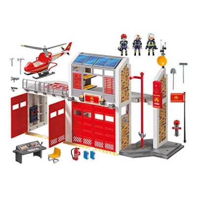 Image de PLAYMOBIL 9462 Caserne de pompiers Avec hélicoptère City Action 3 et leur équipement intervention secours