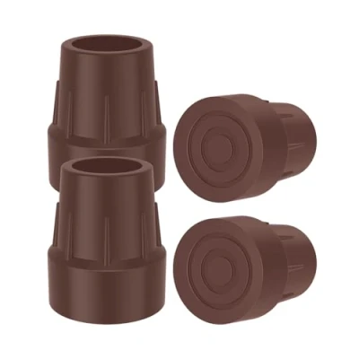 Image de supregear 4pcs Embouts de Béquille 25mm, Caoutchouc Robuste, pour Béquilles/Cannes/Bâtons, Déambulateurs, Sièges, Antidérapants Universels, Marron