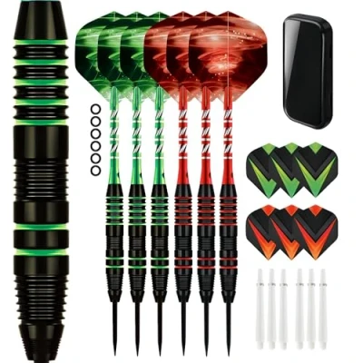 Image de saiyuanxing Steel Point Dart，22g Darts Set，Professional Metal Dart, Aluminum Axis Dart with Additional Wings, for Board, Professional and Beginner Set