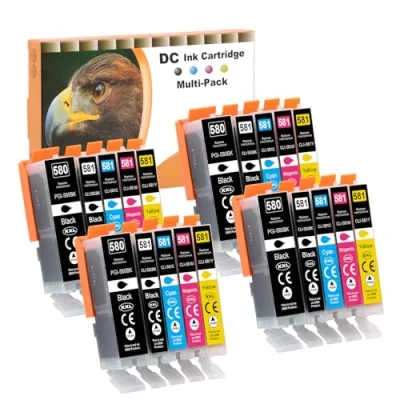 Image de D&amp;C 20x Cartouches d&#039;encre compatibles pour Canon PGI 580 XXL CLI 581 Pixma TR7550 TR8550 TS6150 TS6151 TS6250 TS6251 TS8150 TS8151 TS8152 TS8250 TS8251 TS8300 TS9150 TS9155 TS9550