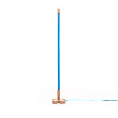 Image de SELETTI luminaire LED Linea, bleu, détails en bois, universel