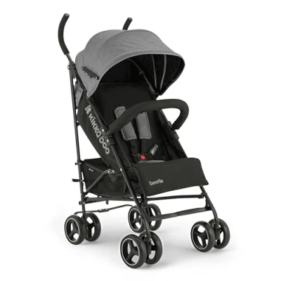 Image de KikkaBoo BEETLE Chaise de promenade, poussette pour bébé jusqu&#039;à 22 kg, pliée, légère, compacte, grise