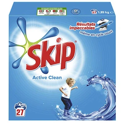 Image de Skip Lessive Poudre Active Clean x27, Résultats Impeccables, Agents de Blanchiments, 27 Doses