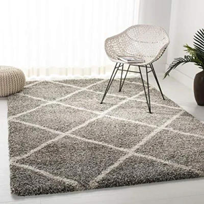 Image de Safavieh Grand Tapis de Salon rectangulaire pour Une Utilisation en intérieur, Polypropylène, Gris/Ivoire, 120 X 180 cm