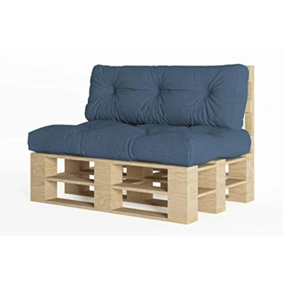 Image de chilly pilley Coussin De Palette EU Flocons Mousse pour Meublespalette Dossier Canapé Siège Latéral Ensemble Coussins Nombreuses (2er Set Bleu)