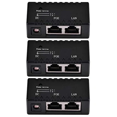 Image de Zer one Adaptateur d&#039;injecteur Power Over Ethernet Splitter PoE pour réseau LAN (Noir) 3 pièces