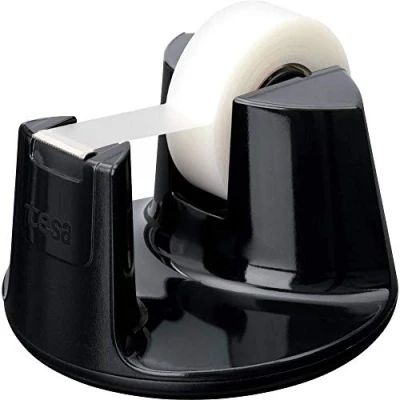 Image de Tesa 53828 Dérouleur de Table Compact + Tesafilm Rouleau Invisible 33m x 19mm, noir