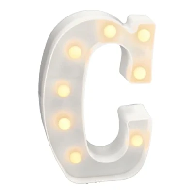 Image de JANDEI Lettres LED avec Lumières, Lettre C Lumière Chaude pour Décoration et Ambiance, Éclairage de Nuit Chevet, Anniversaires, Mariages, Vitrines. Fonctionnant sur batterie