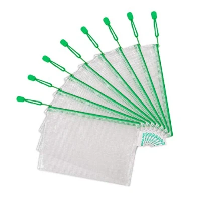 Image de 8 pochettes à zip A5 vertes PVC
