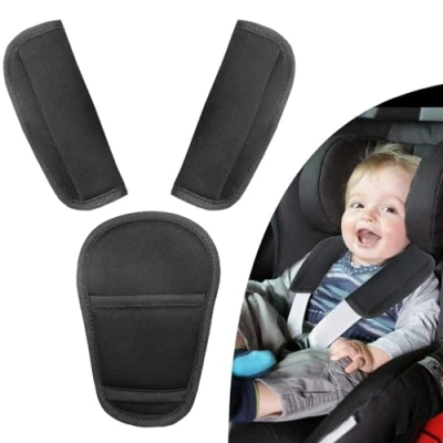 Image de coussinets de ceinture pour enfants, ensemble 3 coussinets, ceinture, coussin sécurité poussette nouveau nés