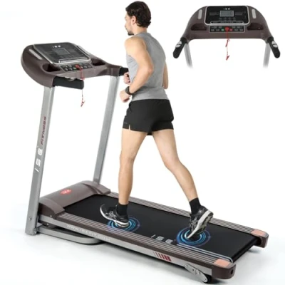 Image de ise Tapis de Course Inclinable Pliable avec Ecran LCD, Marche Electrique Inclinaison, 14KM/H, 2HP/12 Programmes, Treadmill&amp;Tapis Roulant Maison/Bureau