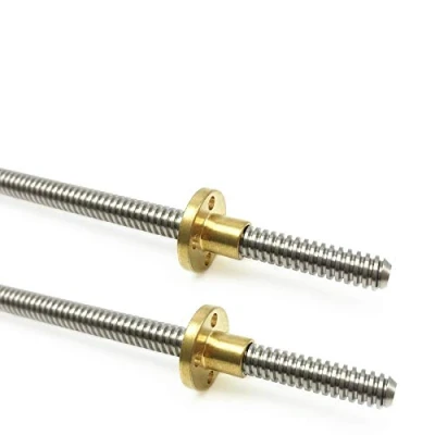 Image de Lot de 2 vis filetées 350 mm Tr8 x avec écrou en laiton T8 (filetage Acme, pas mm, 1 départ, mm) pour imprimante 3D LCD DLP SLA Axe Z et machine CNC (350 TR8X2)