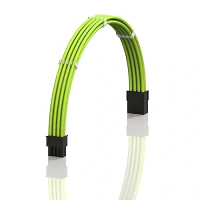 Image de LINKUP AVA 30cm 8 Broches (6+2) GPU PCI E PSU Alimentation Câble d&#039;Extension PC Mod Personnalisé à Manches Tressées avec Peigne Pack Unique 300mm Vert