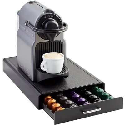 Image de Amazon Basics Rangement pour Orignalline Nespresso avec 1 Tiroir 50 Capsules Capacité, Noir