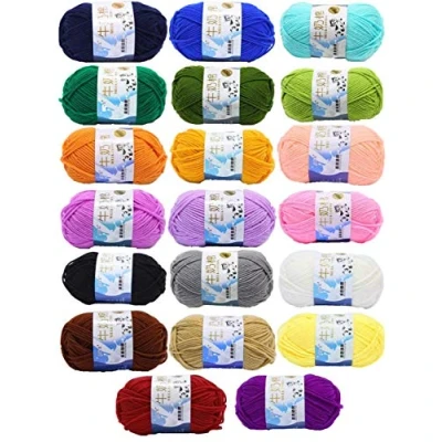 Image de JZK 20 Multicolore 50g Coton au Lait Super Doux Fil de Laine pour Tricoter Crochet Vêtements Bébé Chapeau Chaussures Chaussettes écharpe Fabrication Jouets