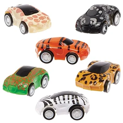 Image de Baker Ross FX823 Voitures à tirer safari Lot de 6, jouets course pour remplir les sacs fête des enfants