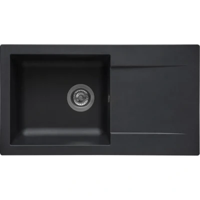 Image de STRADOUR Evier a encastrer EINNA, en SMC NOIR PAILLETE 06, 1 bac, dim. 78 * 43,5 cm, vidage manuel