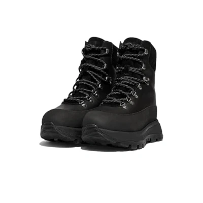Image de Fitflop Femme Neo d hyker Bottes d&#039;extérieur imperméables en Cuir/Daim Tendance, Tout Noir, 43 EU
