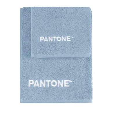 Image de SWEET HOME Pantone™ Lot de Serviettes 1 + composé 40 x 50 cm Visage 100 avec Broderie Pantone™, certifié Oeko Tex, Bleu Clair