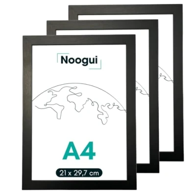 Image de Cadre A4 x3 unités Bois photo Dimensions 21x30 cm Idéal pour les Photos et Certificats (Noir, unités)