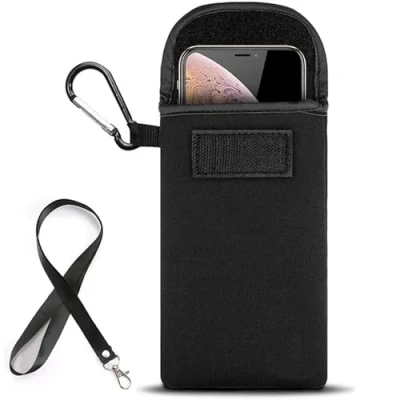 Image de Jlyifan Housse de protection en néoprène avec cordon tour cou pour iPhone 15 14 Plus 13 12 11 Pro Max, Samsung Galaxy S24 Ultra A14 A15 A54 A23 A53 A04s M14 M34 Google Pixel 8 (Noir)